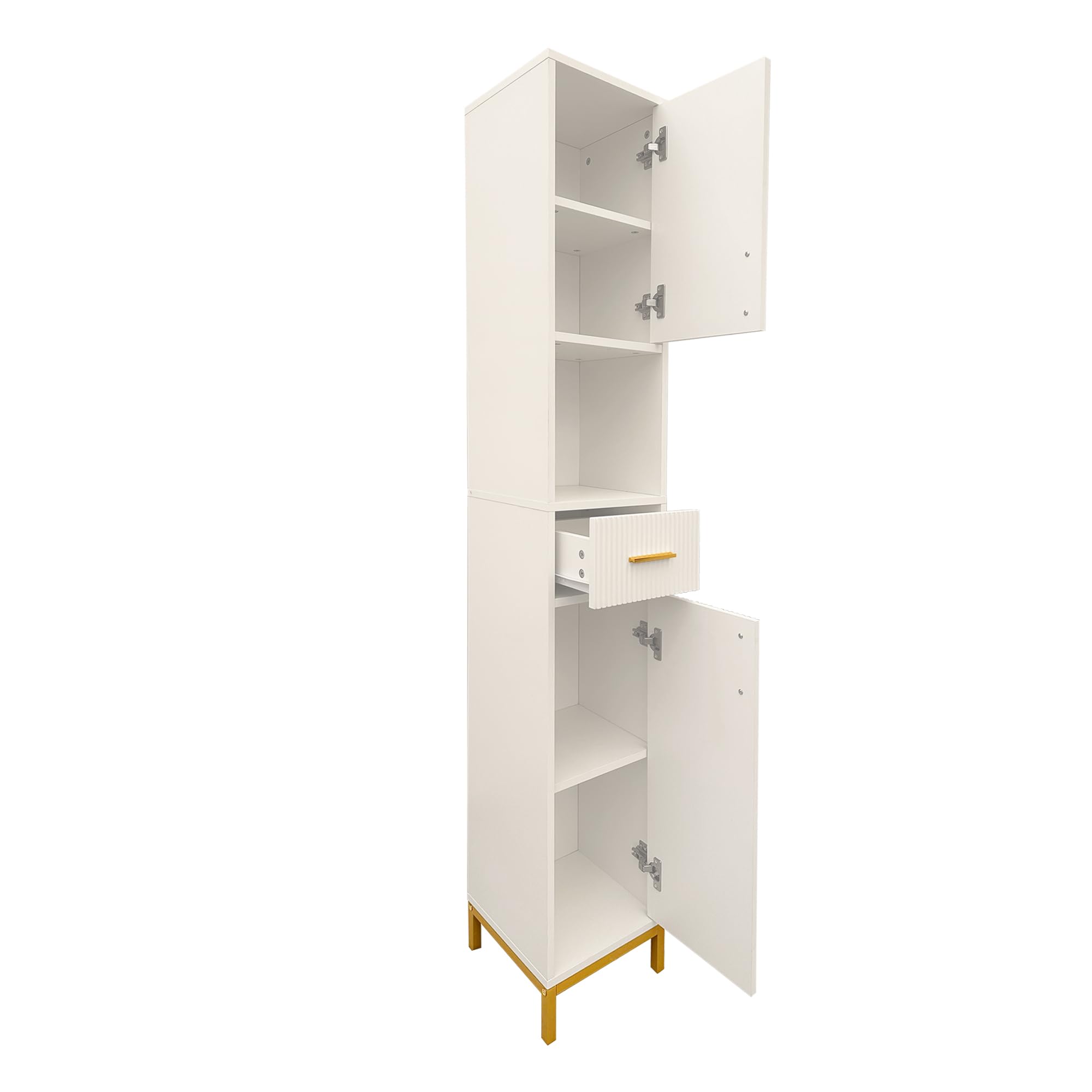 Slim Bathroom Tall Cabinet, Narrow Bathroom Storage Tower Cupboard Unit with Door and Drawers, Tall Bathroom Storage Cupboard Water-Resistant MDF, White 30 * 30 * 170cm