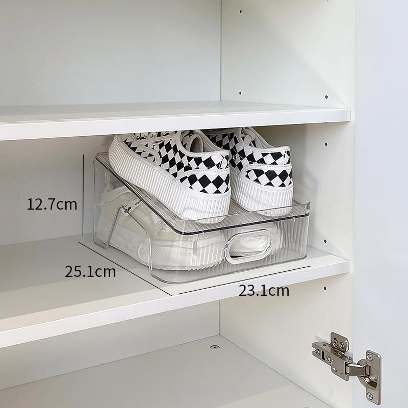 Double Layer Shoe Rack Slots Organizer 25 X 23 X 12.7cm Stacker Space - Saving Transparent Plastic Shoe Holder - Stand Shoe Rack Wardrobe Storage For Cabinet