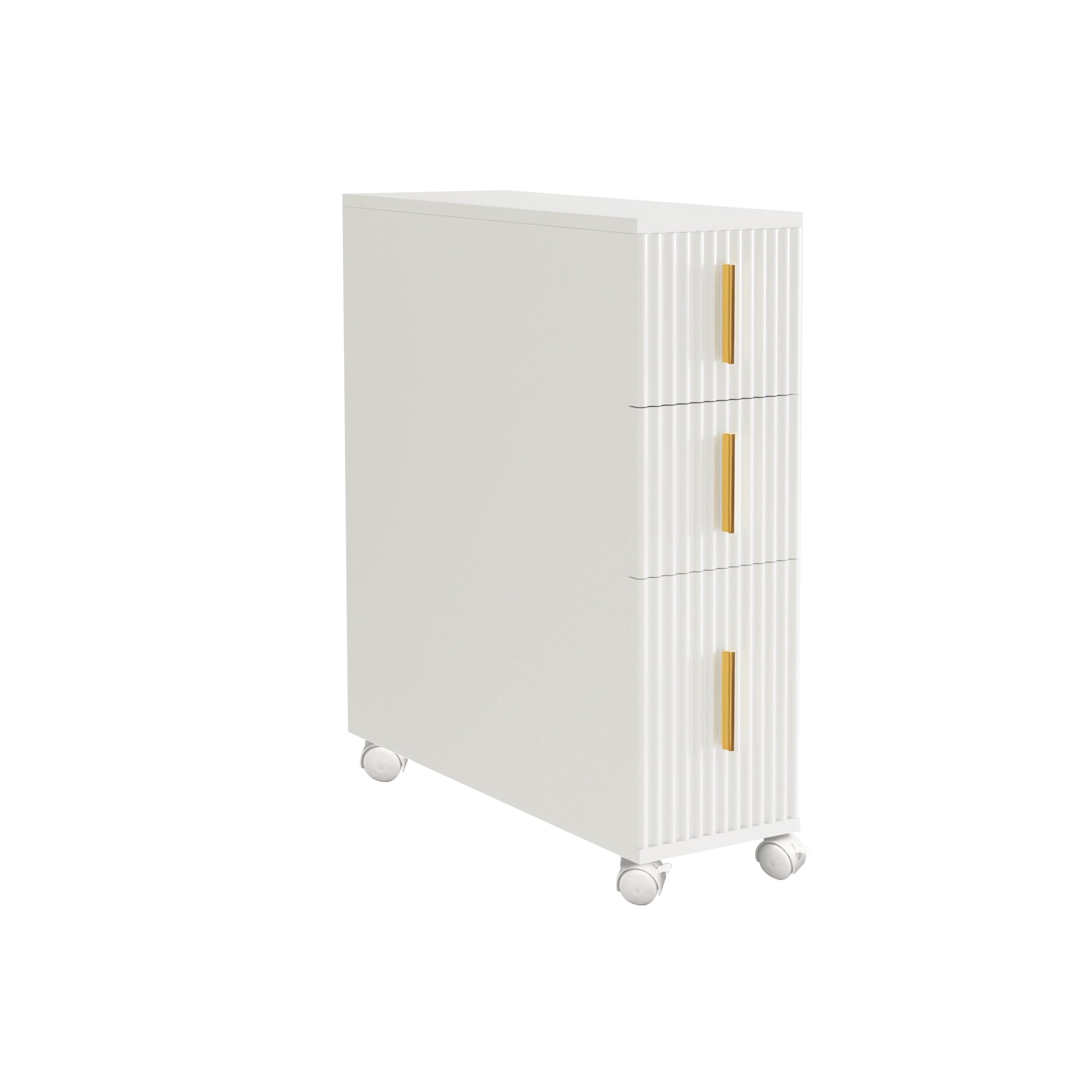 Slim Storage Cabinet, Bathroom Floor Storage Cabinet Narrow Towel Cabinet Organizer with 3 Drawers & Wheels, Freestanding Bathroom Storage Organizer Toilet Paper Holder and Storage