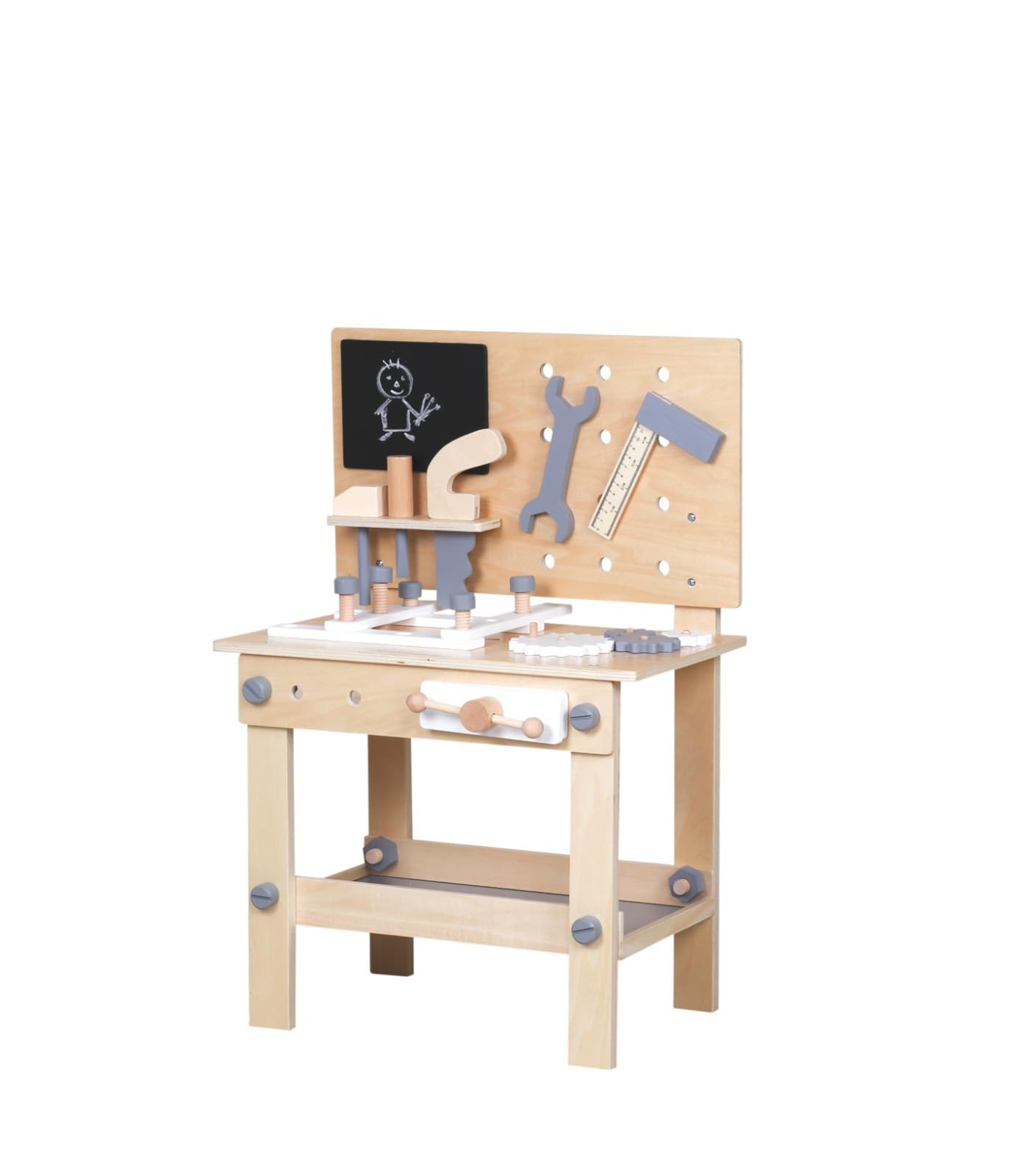 HYGRAD® Kids Work Bench And Tools Play Set Wooden Sturdy Pretend Play Builder, Plumber Work Station Set With Tools