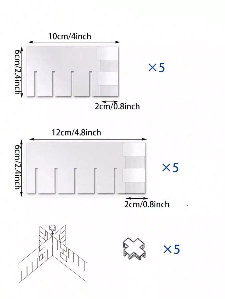 15 Pcs Adjustable Drawer Organiser- 10x0.3x6cm Perfect Clear Plastic Separators for Clothing, Kitchen Utensils, and Office Storage. Maximize Efficiency and Keep Your Home Tidy.