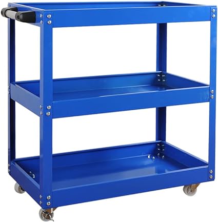 Tool Storage Heavy Duty Durable Garage Trolley Workshop 3 Tier Wheel Cart Shelf HYGRAD®