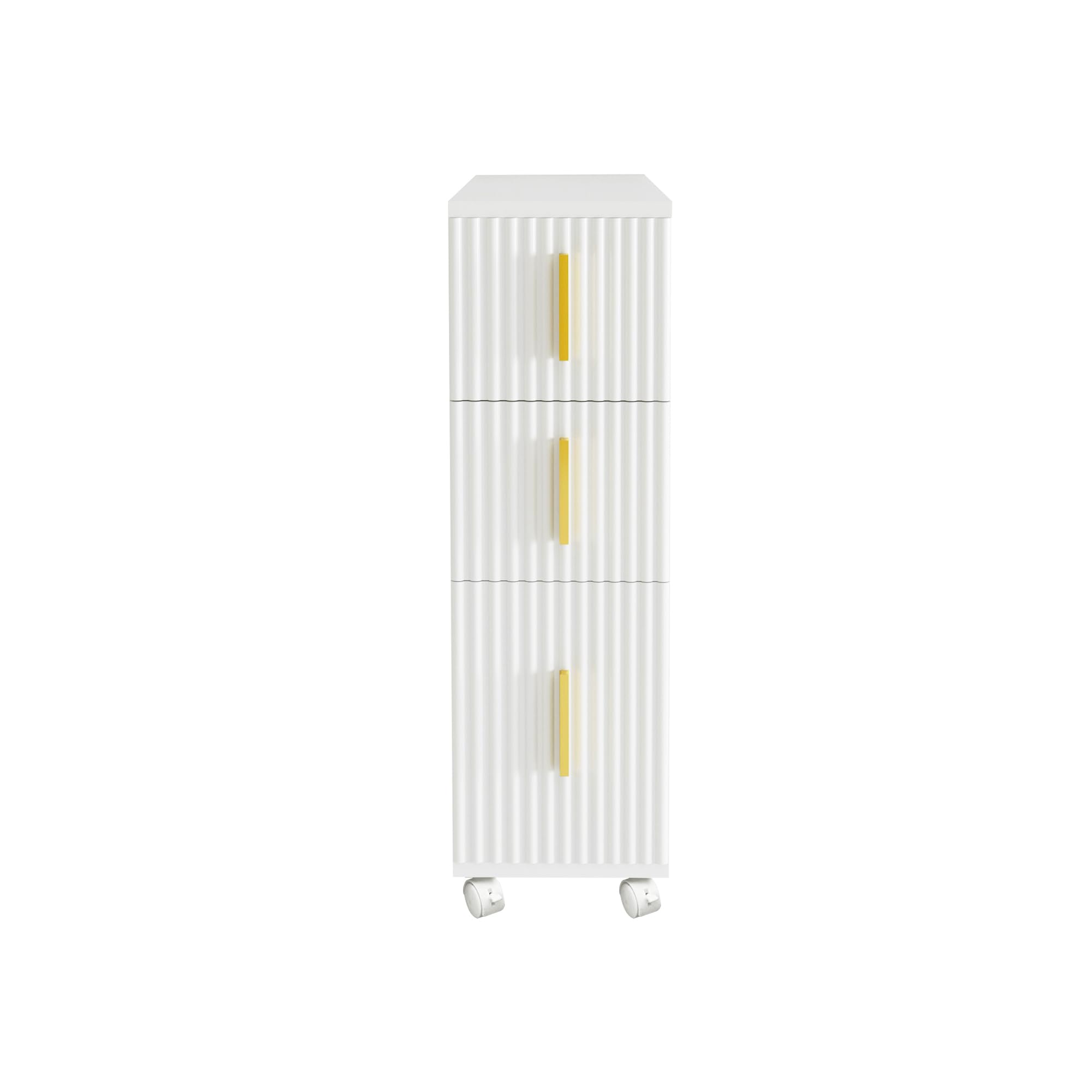Slim Storage Cabinet, Bathroom Floor Storage Cabinet Narrow Towel Cabinet Organizer with 3 Drawers & Wheels, Freestanding Bathroom Storage Organizer Toilet Paper Holder and Storage