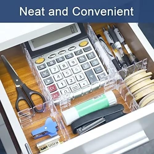 15 Pcs Adjustable Drawer Organiser- 10x0.3x6cm Perfect Clear Plastic Separators for Clothing, Kitchen Utensils, and Office Storage. Maximize Efficiency and Keep Your Home Tidy.