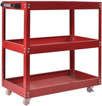 Tool Storage Heavy Duty Durable Garage Trolley Workshop 3 Tier Wheel Cart Shelf HYGRAD®