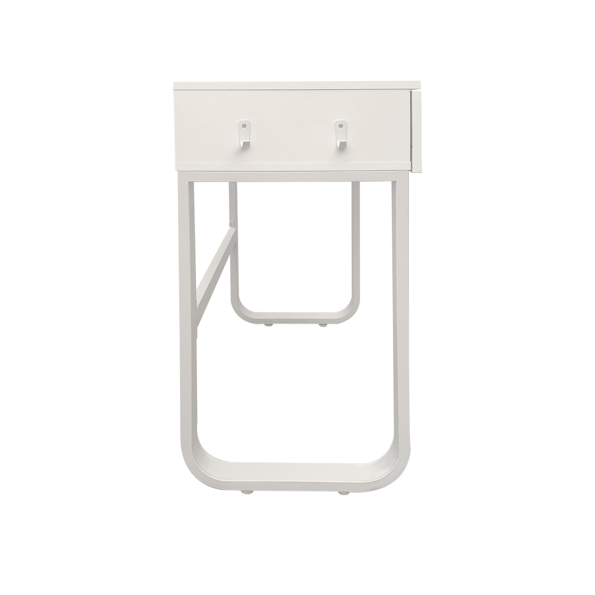 Wooden Kids Desk with Drawers, Mini Children Study Writing Table, Tabletop Bookshelf, Vanity Table, White Computer Desk Student Workstation Children Teenagers Desk with Hooks (White)