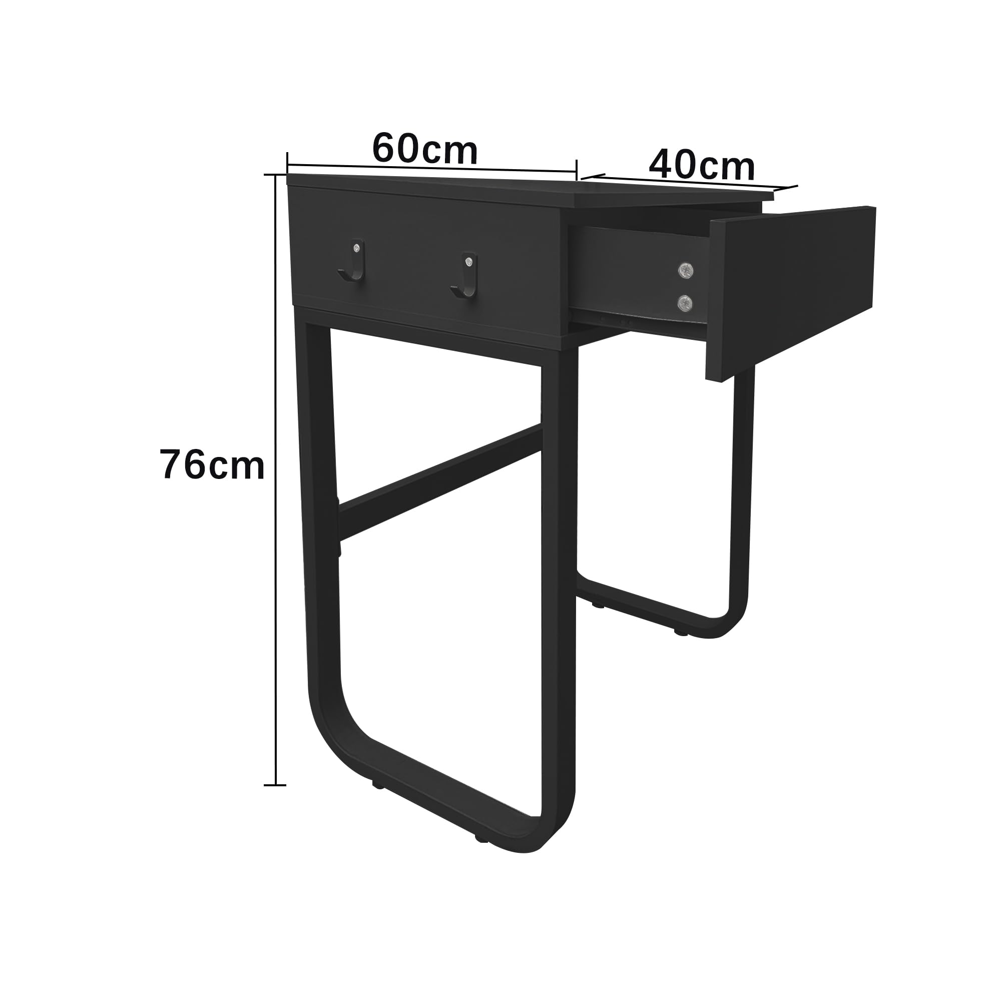 Wooden Kids Desk with Drawers, Mini Children Study Writing Table, Tabletop Bookshelf, Vanity Table, White Computer Desk Student Workstation Children Teenagers Desk with Hooks (Black)