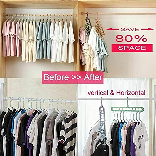 4/8/12 pcs Magic Clothes Hangers Space Saver Clothes Hanger Magic wardrobe Organiser Multifunction non slip rotating By HYGRAD® (Pink, 4 or 12)