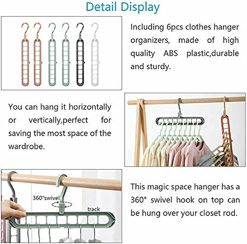 4/8/12 pcs Magic Clothes Hangers Space Saver Clothes Hanger Magic wardrobe Organiser Multifunction non slip rotating By HYGRAD® (Pink, 4 or 12)
