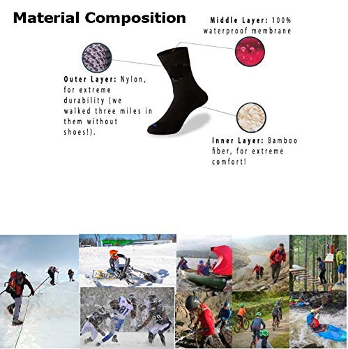 HYGRAD BUILT TO SURVIVE Waterproof Socks For Men & Women. For Outdoor Activities 100% Waterproof Breathable Windproof Golf Running Cycling Hiking Walking Best For Snow and Skiing ® (Large)