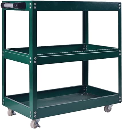 Tool Storage Heavy Duty Durable Garage Trolley Workshop 3 Tier Wheel Cart Shelf HYGRAD®