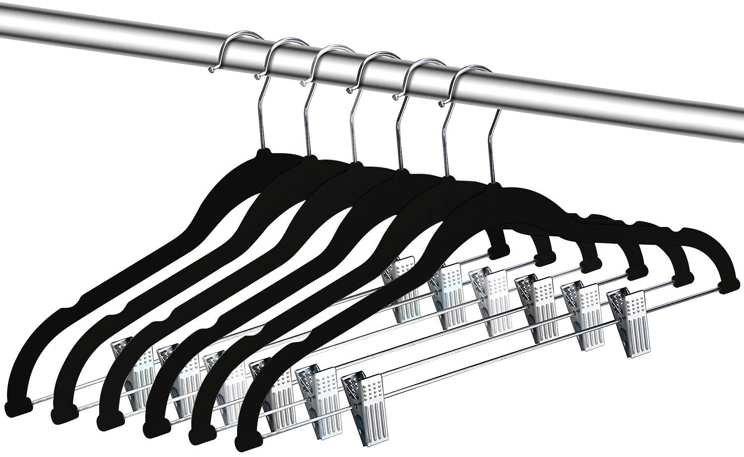 Pack of 12 Velvet Trousers Hangers Velvet Coat Hangers With Clips Velvet Hangers With Clips Wardrobe Clip Hangers Space Saving Hangers