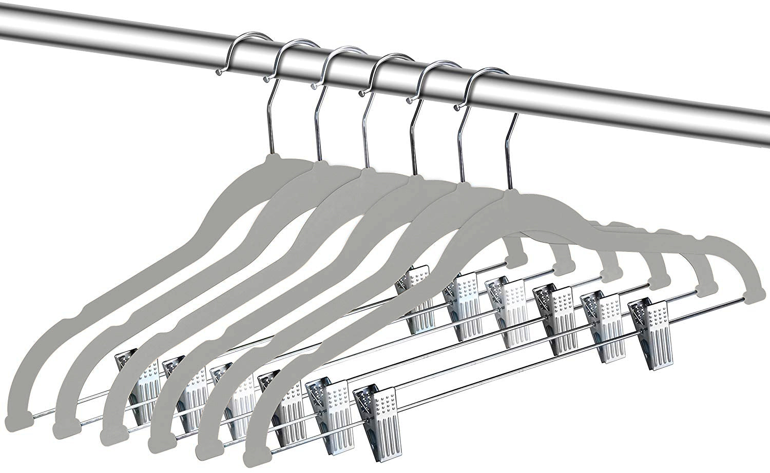 Pack of 12 Velvet Trousers Hangers Velvet Coat Hangers With Clips Velvet Hangers With Clips Wardrobe Clip Hangers Space Saving Hangers