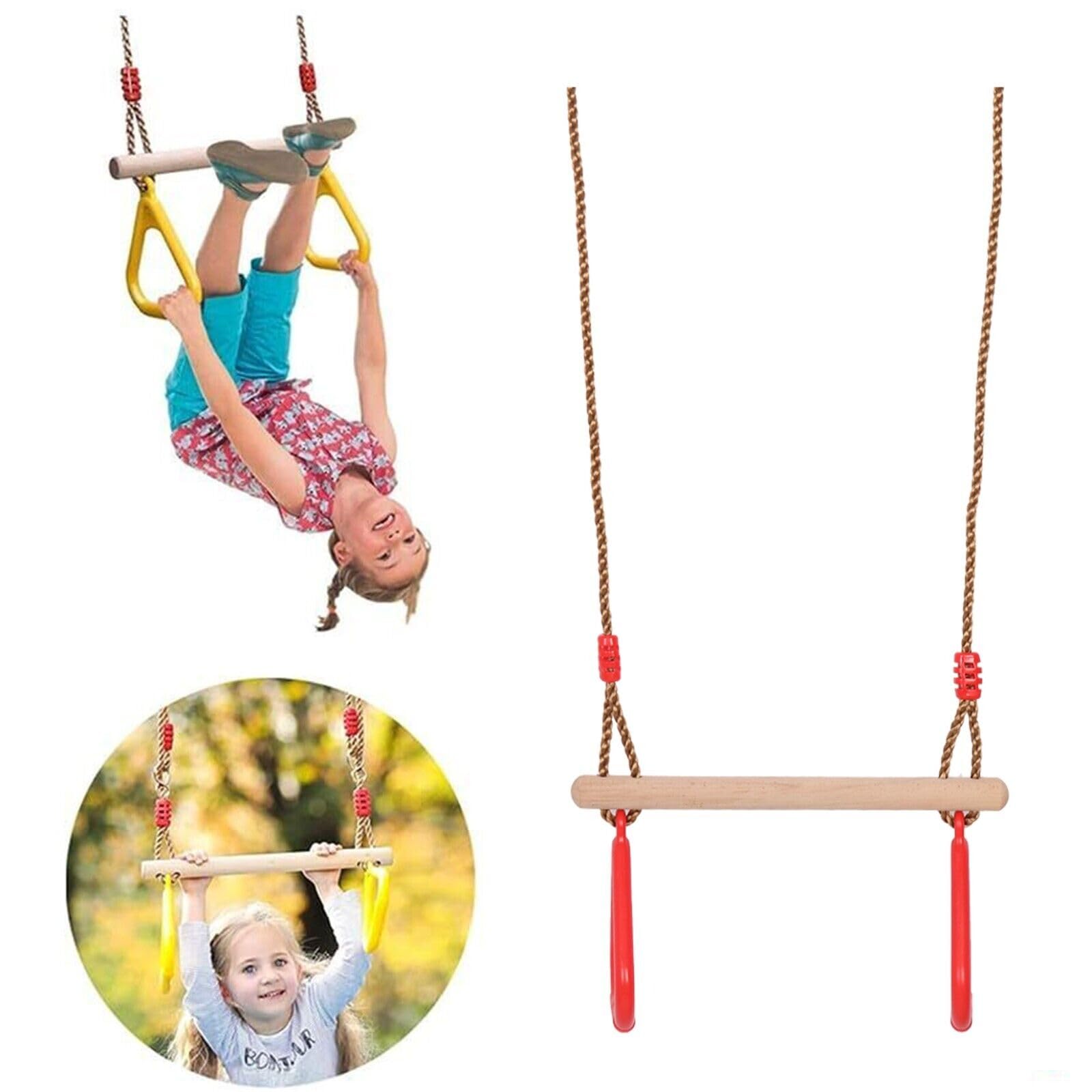 HYGRAD Kids Trapeze Bar With Gym Rings Outdoor Kids Gym Toy Activity Swing Climbing Frame Childrens Activity Outdoor Climbing Activities Fun Outdoor Kids Play Equipment UK (Trapeze Bar)