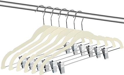 Pack of 12 Velvet Trousers Hangers Velvet Coat Hangers With Clips Velvet Hangers With Clips Wardrobe Clip Hangers Space Saving Hangers