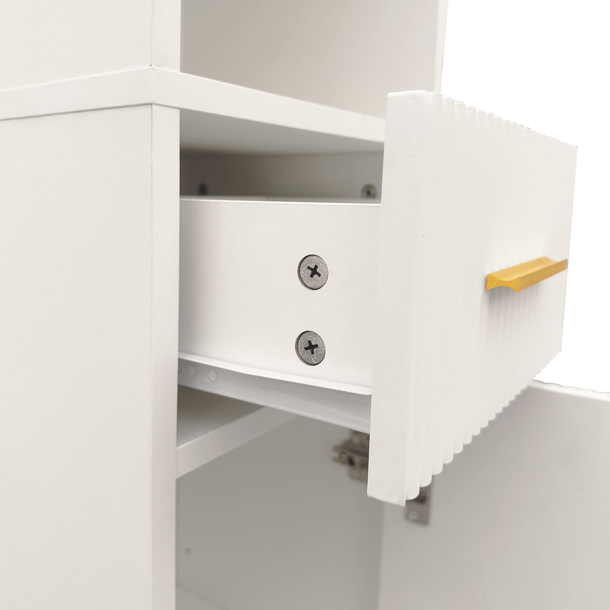 Slim Bathroom Tall Cabinet, Narrow Bathroom Storage Tower Cupboard Unit with Door and Drawers, Tall Bathroom Storage Cupboard Water-Resistant MDF, White 30 * 30 * 170cm