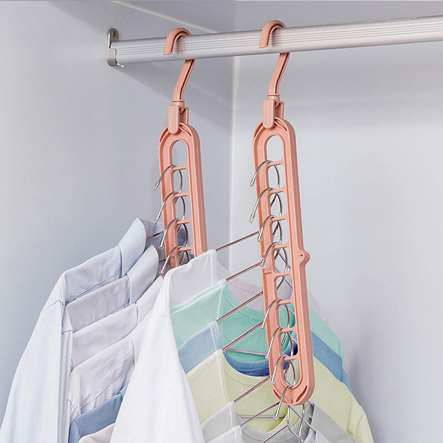 HYGRAD® Magic Hangers Space Saving Hangers for Clothes Hangers Space Saving Wardrobe Clothing Hanger Organizer Closet Space Saver Hangers (Pink)