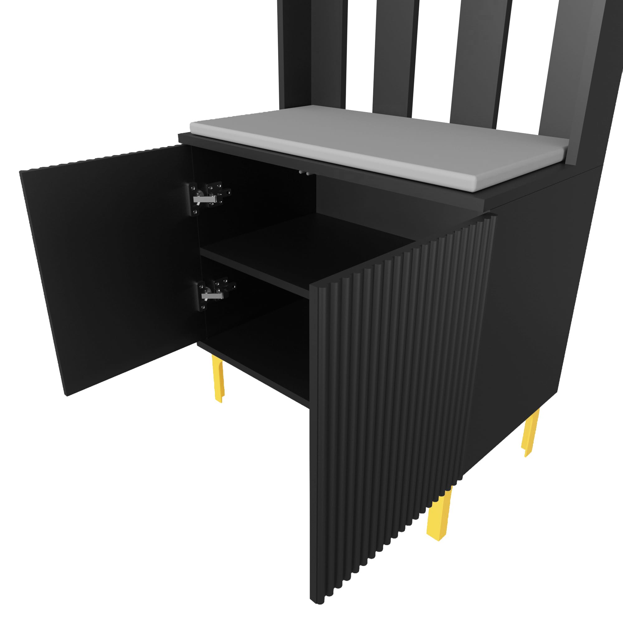 HYGRAD BUILT TO SURVIVE Coat Stand with Shoe Storage - Hallway Unit with 8 Hooks & Storage Bench - Hall Tree Organiser for Entryway with Bench and Cushion Seat - Freestanding Coat Rack (Black)