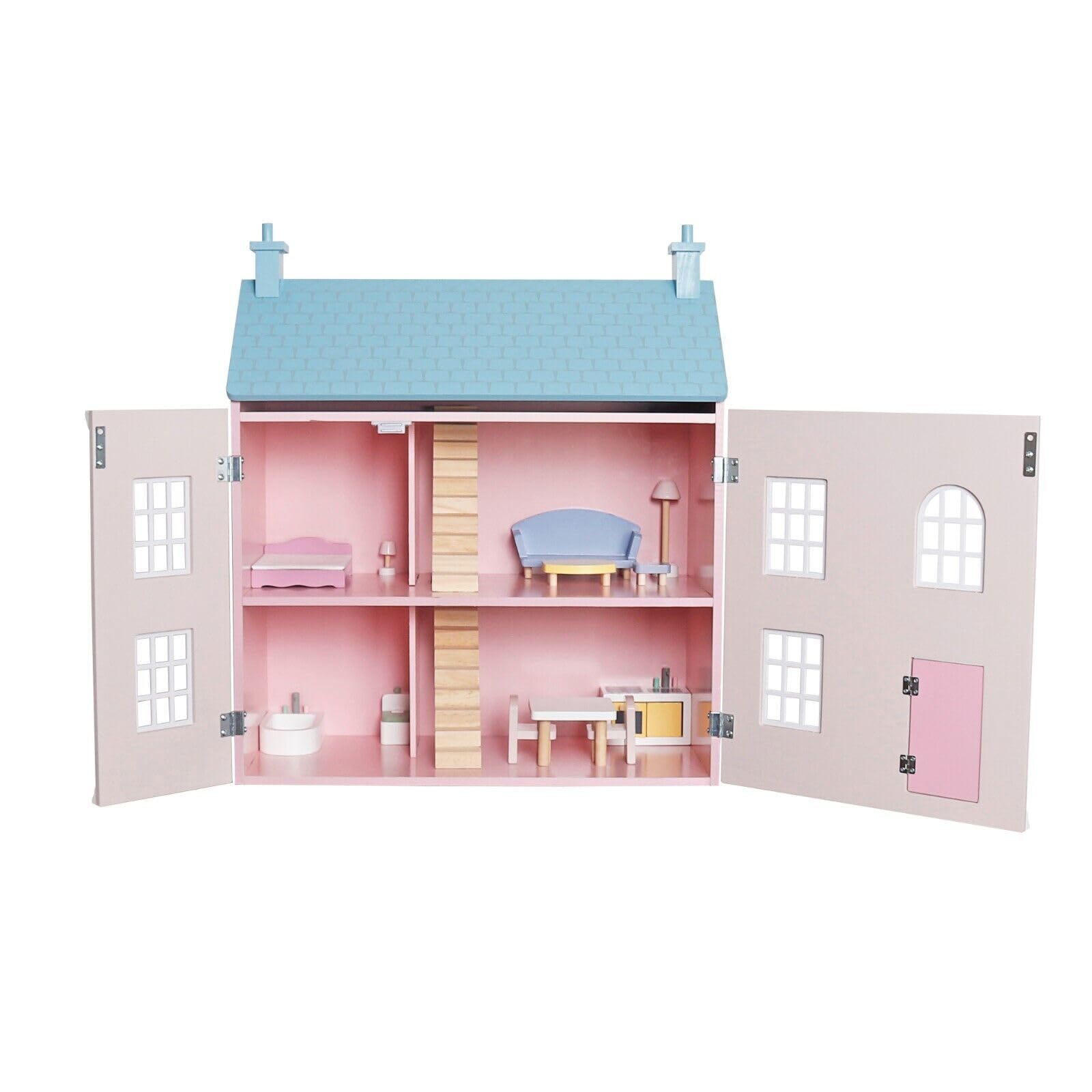 HYGRAD Large Cottage Wooden Doll Houses With Furniture And Accessories Girls Doll House Play Set Doll House Toy Gift Set For Girls Flowery Cottage Doll Houses (Design 6)