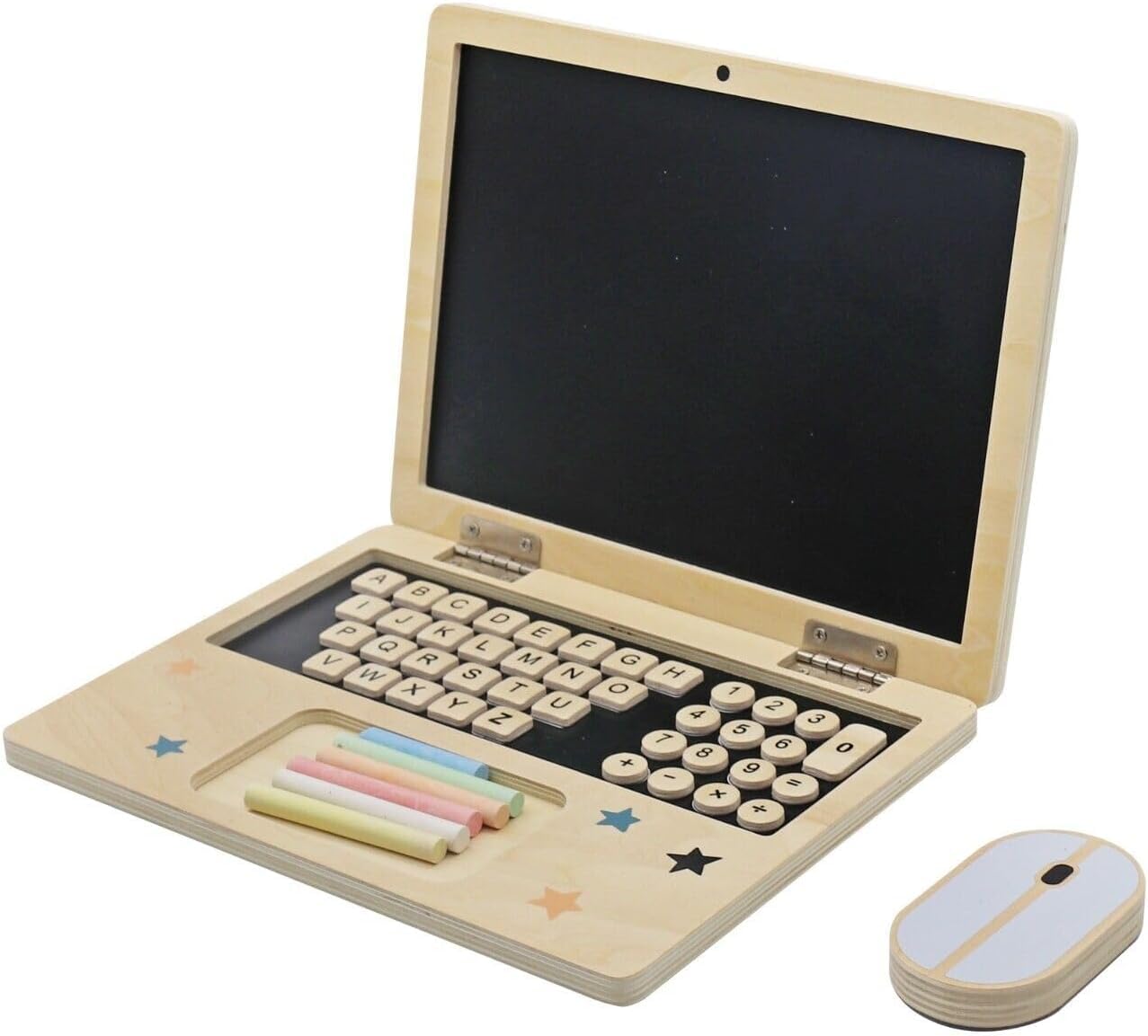 Kids Wooden LapTop And Chalkboard Magnetic Pretend Play Set Early Development Kids Laptop Computer Play Set