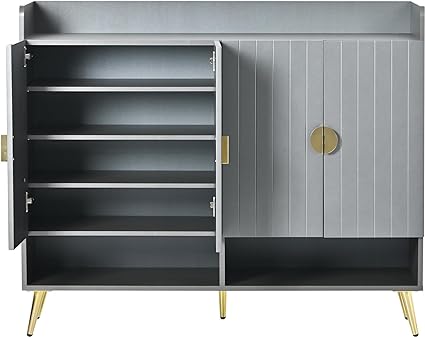 HYGRAD Wooden Hallway Shoe Storage Cabinet Modern Hallway Large Display Storage Cabinet 2 Cabinet Doors (Medium Grey Cabinet)