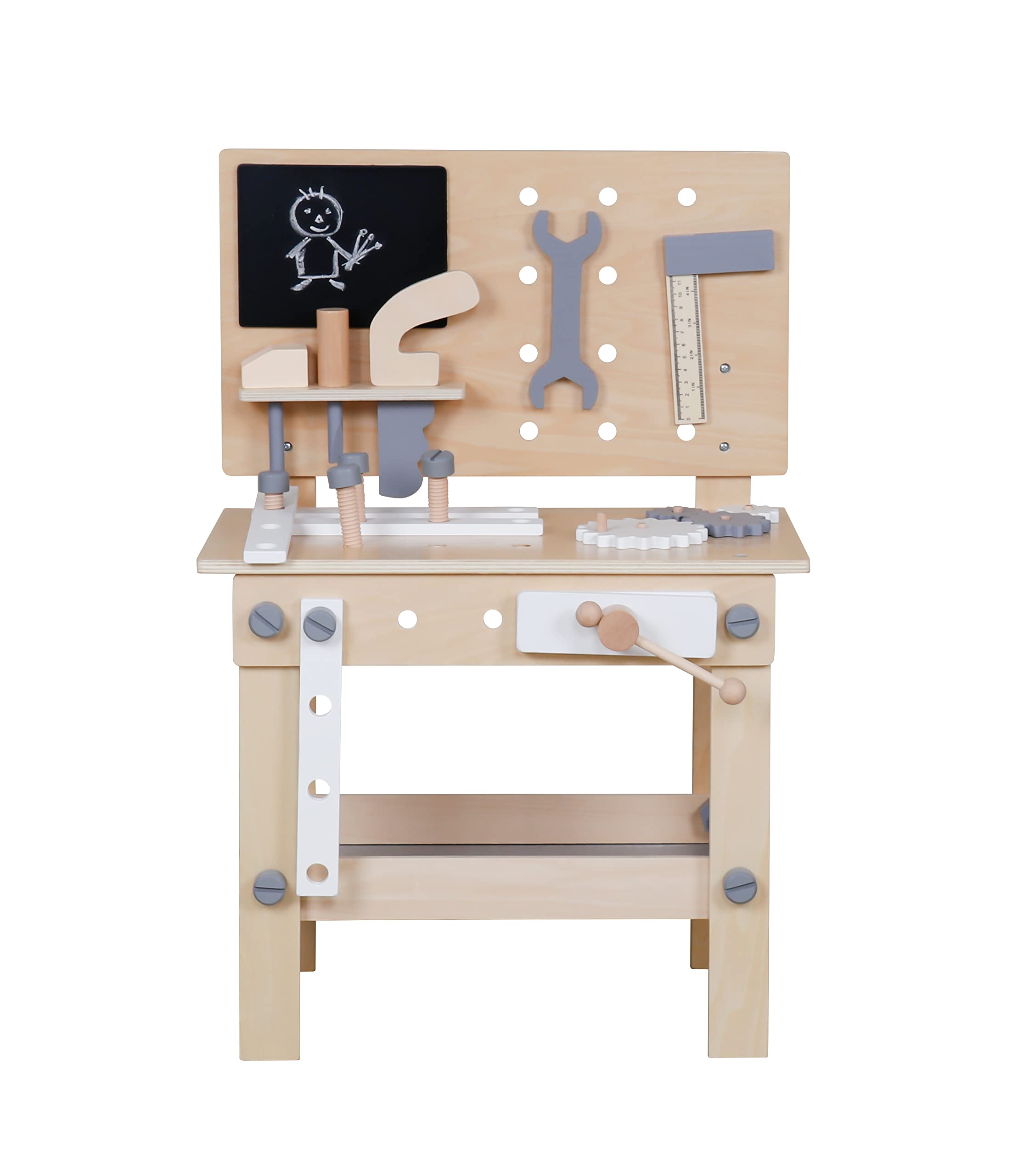 HYGRAD® Kids Work Bench And Tools Play Set Wooden Sturdy Pretend Play Builder, Plumber Work Station Set With Tools