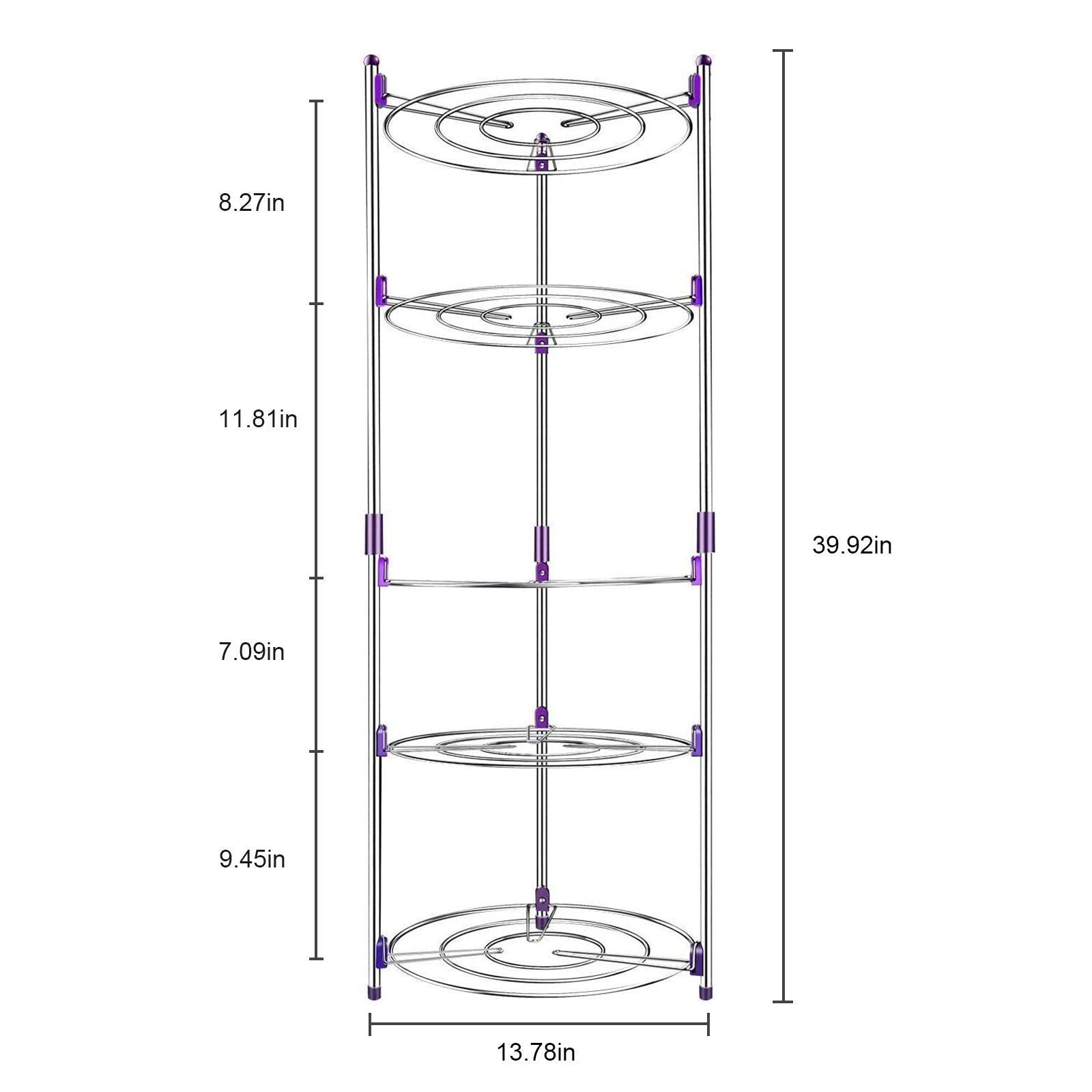 HYGRAD® 5 Tier Round Pan Pot Rack Kitchen Wire Shelving Unit Organiser Pans Pots Storage Shelf Cookware Organizer