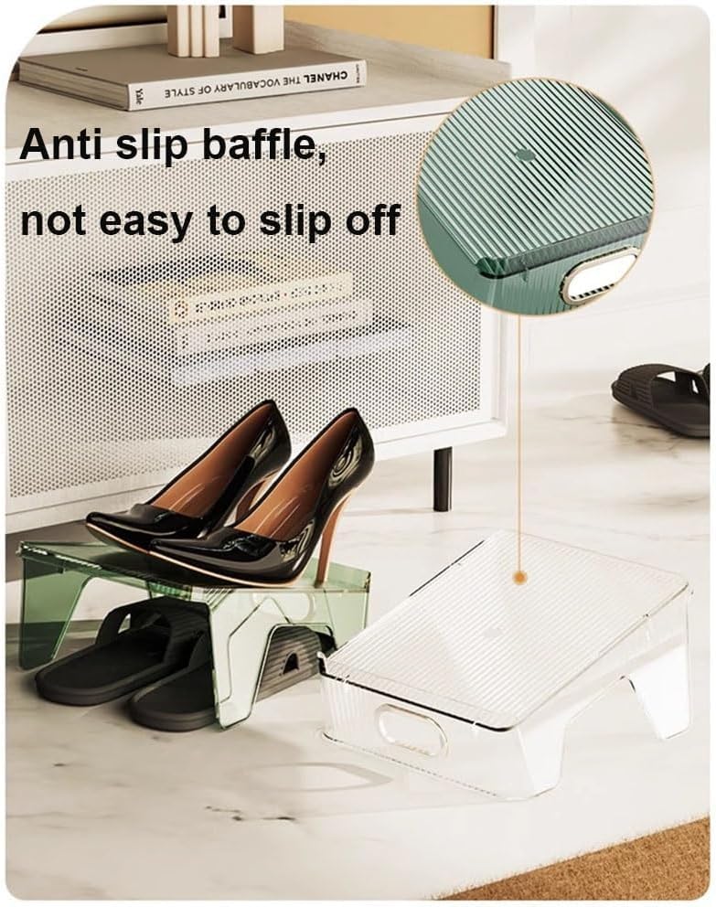 Double Layer Shoe Rack Slots Organizer 25 X 23 X 12.7cm Stacker Space - Saving Transparent Plastic Shoe Holder - Stand Shoe Rack Wardrobe Storage For Cabinet