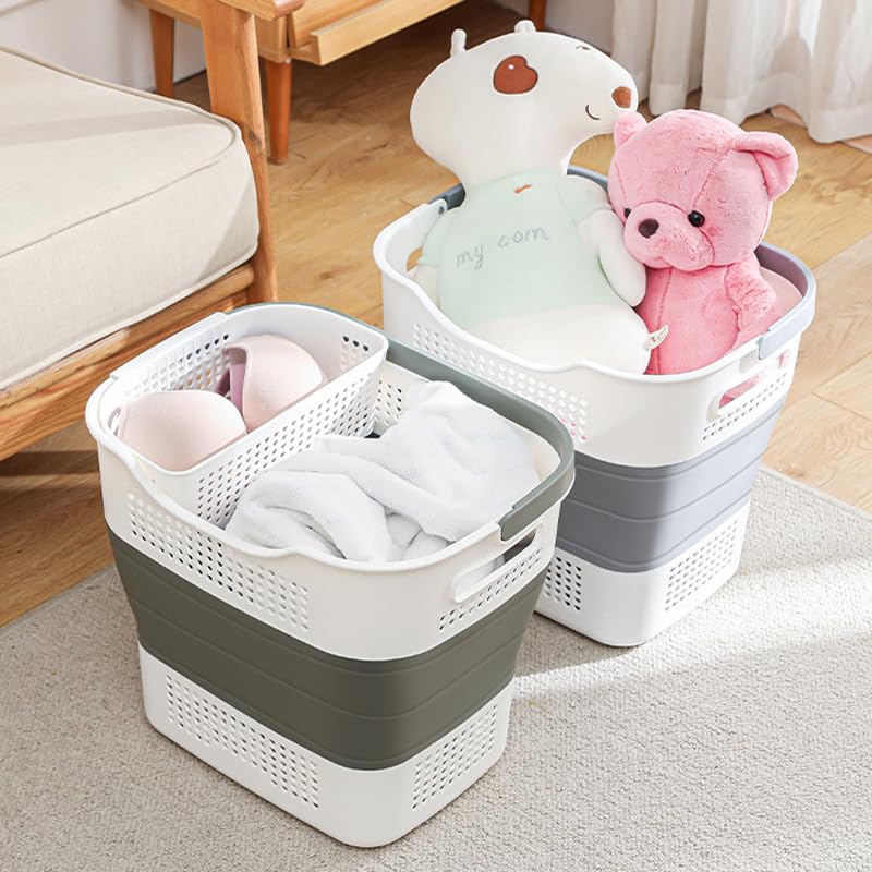 HYGRAD® Collapsible Laundry Basket 43L Heavy Duty Pop Up Laundry Hamper Telescopic Fold Away Space Saving Laundry Storage Hamper For Clothes