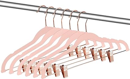 Pack of 12 Velvet Trousers Hangers Velvet Coat Hangers With Clips Velvet Hangers With Clips Wardrobe Clip Hangers Space Saving Hangers