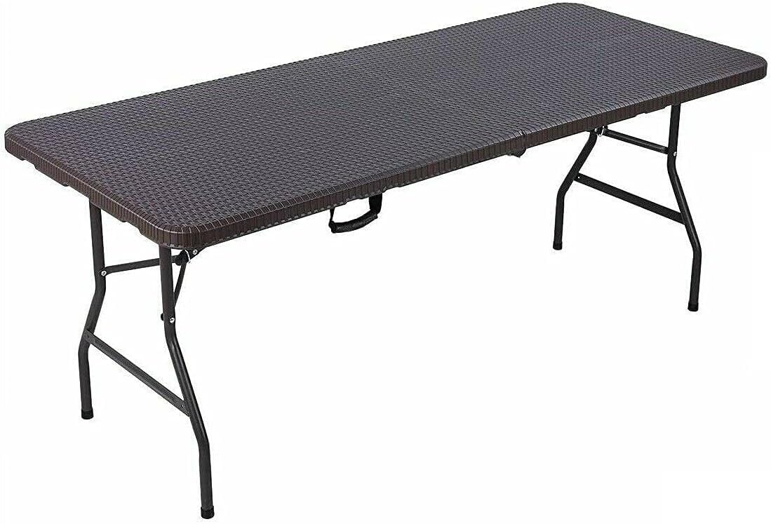 HYGRAD® 6FT Folding Table Foldable Heavy Duty Plastic Table for Indoor and Outdoor Parties Picnic Camping, Wedding BBQ Catering Garden Dining Fold in Half Portable Utility Table