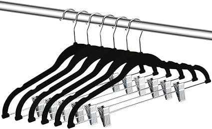 Pack of 12 Velvet Trousers Hangers Velvet Coat Hangers With Clips Velvet Hangers With Clips Wardrobe Clip Hangers Space Saving Hangers