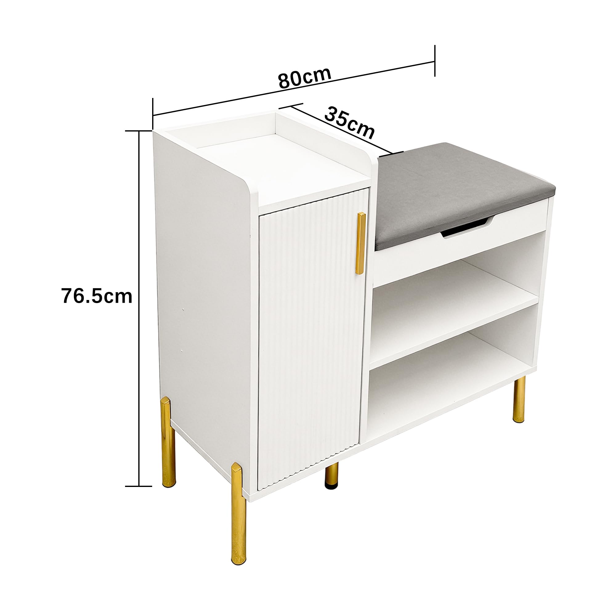 HYGRAD BUILT TO SURVIVE Shoe Storage Bench, Shoe Cabinet Rack Stool with Seat Cushion, 2 Shelves and Door, Solid Metal Legs Hallway Bench Shoe Stand Organizer Unit for Entryway Bedroom