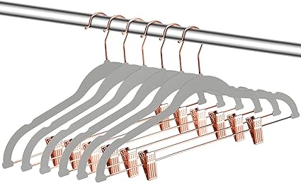 Pack of 12 Velvet Trousers Hangers Velvet Coat Hangers With Clips Velvet Hangers With Clips Wardrobe Clip Hangers Space Saving Hangers