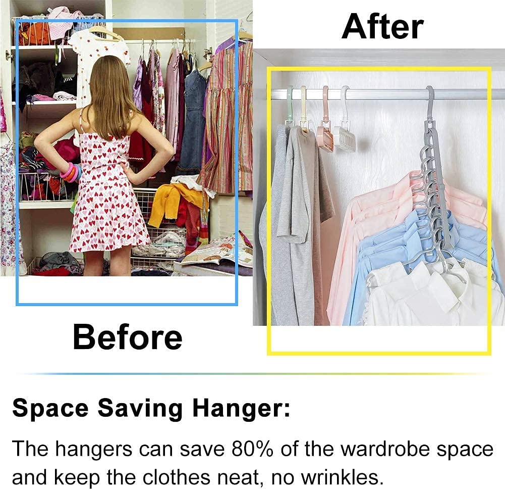 HYGRAD® Magic Hangers Space Saving Hangers for Clothes Hangers Space Saving Wardrobe Clothing Hanger Organizer Closet Space Saver Hangers (Pink)