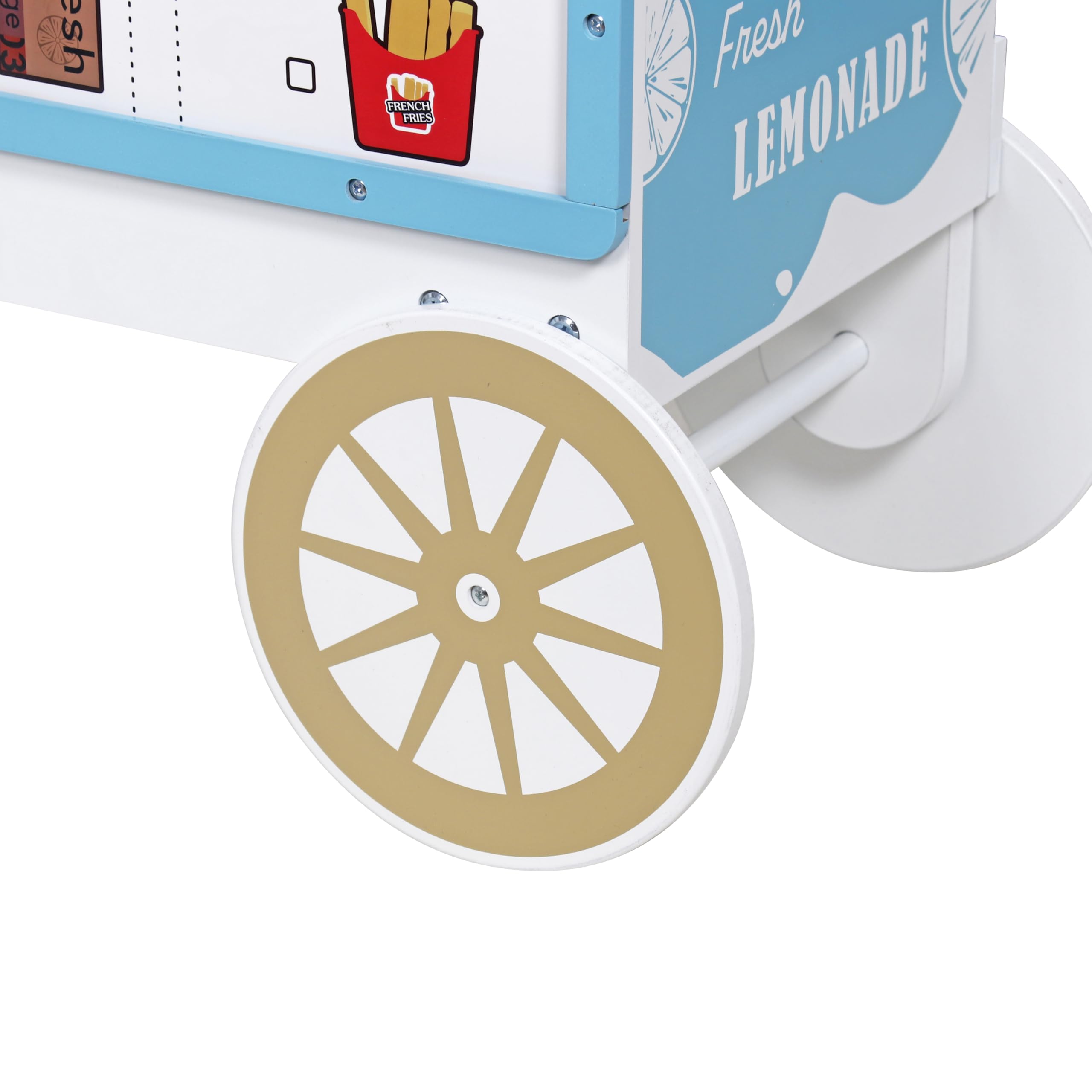 HYGRAD Kids Wooden Food Cart Ice Cream Shop Toy Childrens 3+ Burger Cart Pretend Play Toy With Accessories Large Gift Play Set Gift For Kids