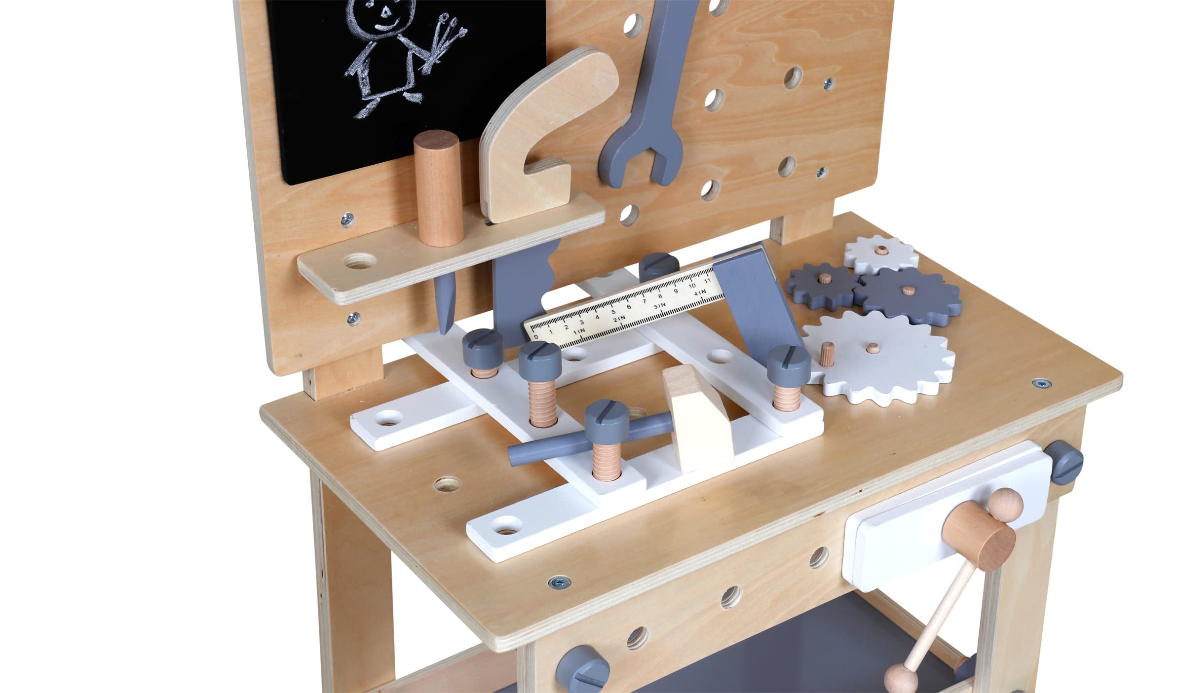 HYGRAD® Kids Work Bench And Tools Play Set Wooden Sturdy Pretend Play Builder, Plumber Work Station Set With Tools