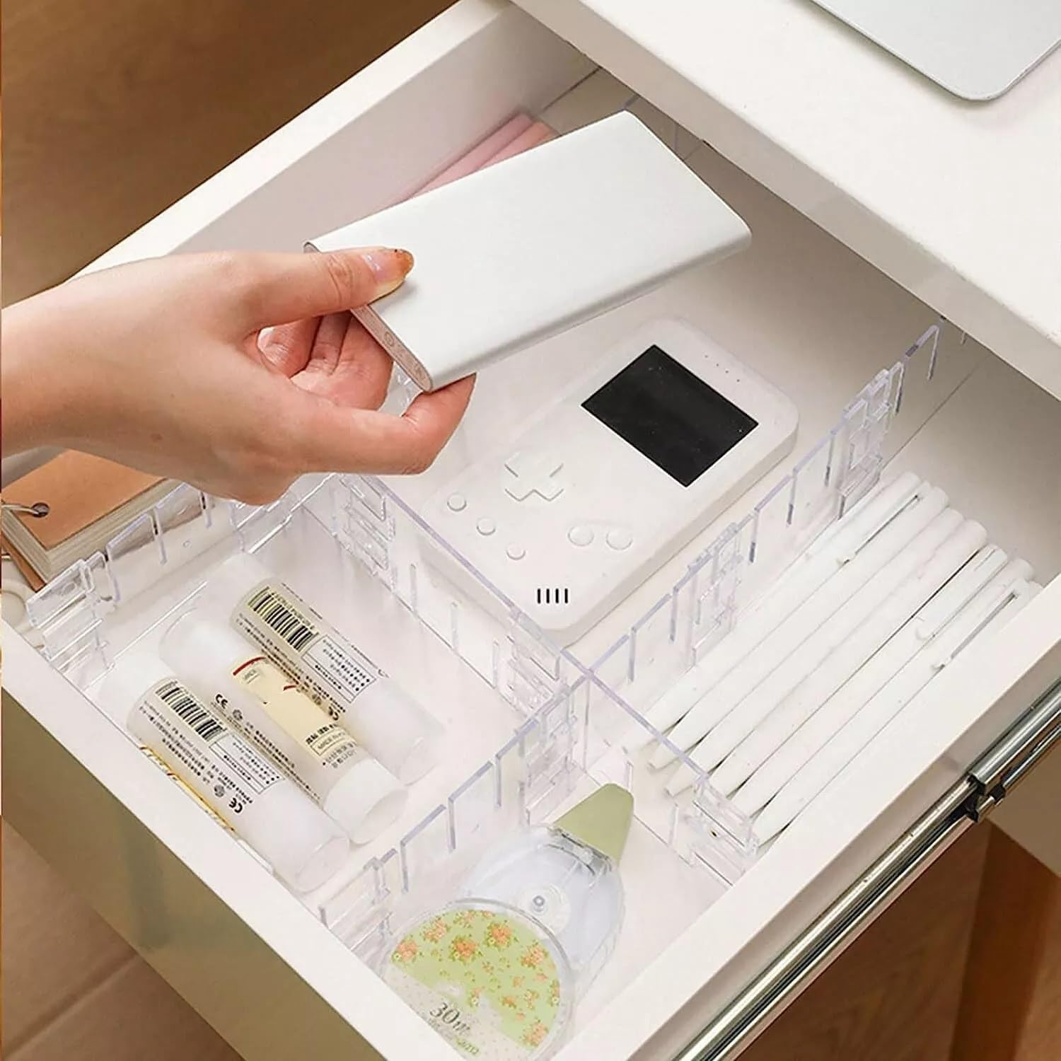 15 Pcs Adjustable Drawer Organiser- 10x0.3x6cm Perfect Clear Plastic Separators for Clothing, Kitchen Utensils, and Office Storage. Maximize Efficiency and Keep Your Home Tidy.