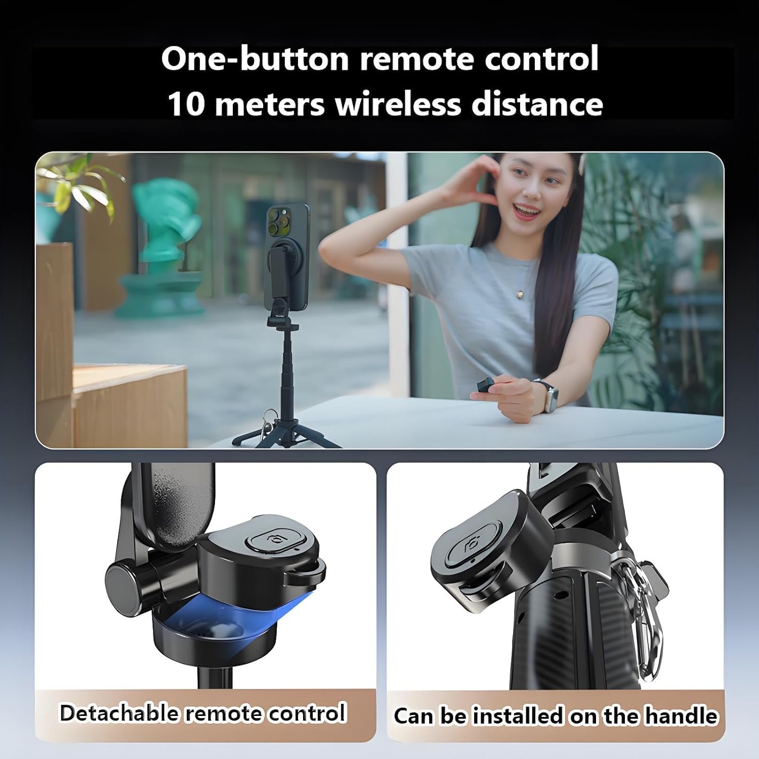 Magnetic Selfie Stick, 4 in 1 Tripod Phone Stand with Wireless Remote for iPhone & Android, Phone Tripod for Home, Travel, Vlogging & Video Recording