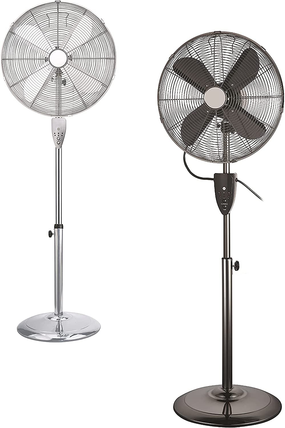 HYGRAD® 16" Oscillating Pedestal Air Cooling Fans Floor Standing Fans In Chrome Or Gun Metal 3 Speel With Remote Control (Chrome or Gun Metal)