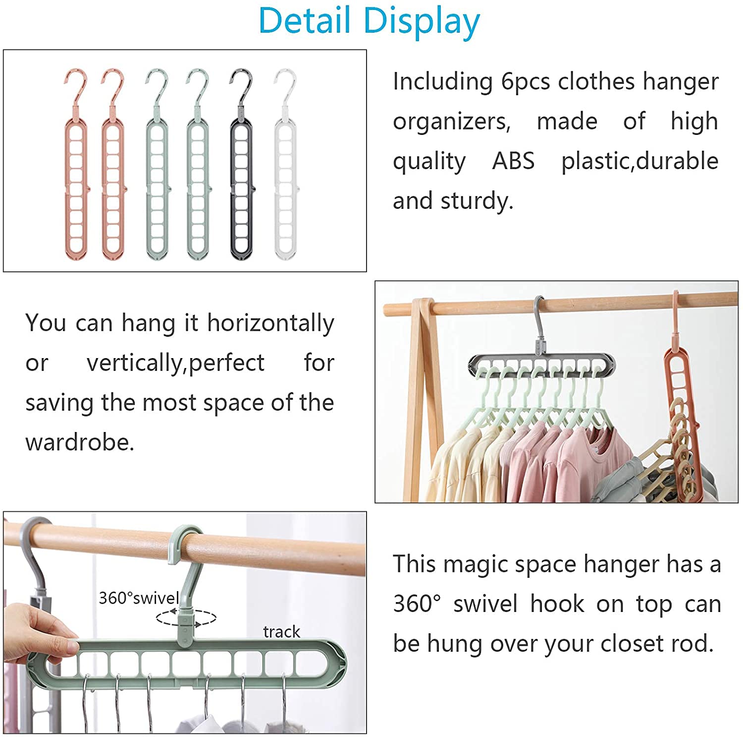 HYGRAD® Magic Hangers Space Saving Hangers for Clothes Hangers Space Saving Wardrobe Clothing Hanger Organizer Closet Space Saver Hangers (Pink)