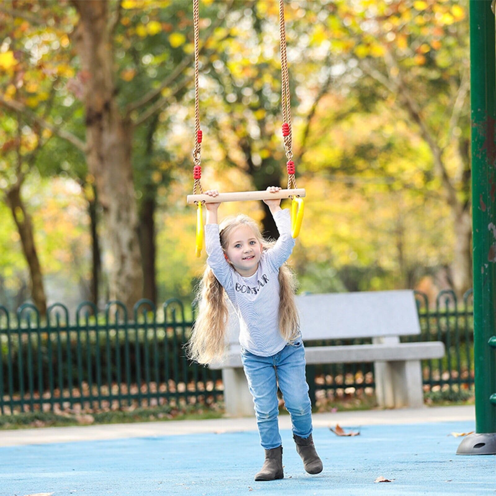 HYGRAD Kids Trapeze Bar With Gym Rings Outdoor Kids Gym Toy Activity Swing Climbing Frame Childrens Activity Outdoor Climbing Activities Fun Outdoor Kids Play Equipment UK (Trapeze Bar)