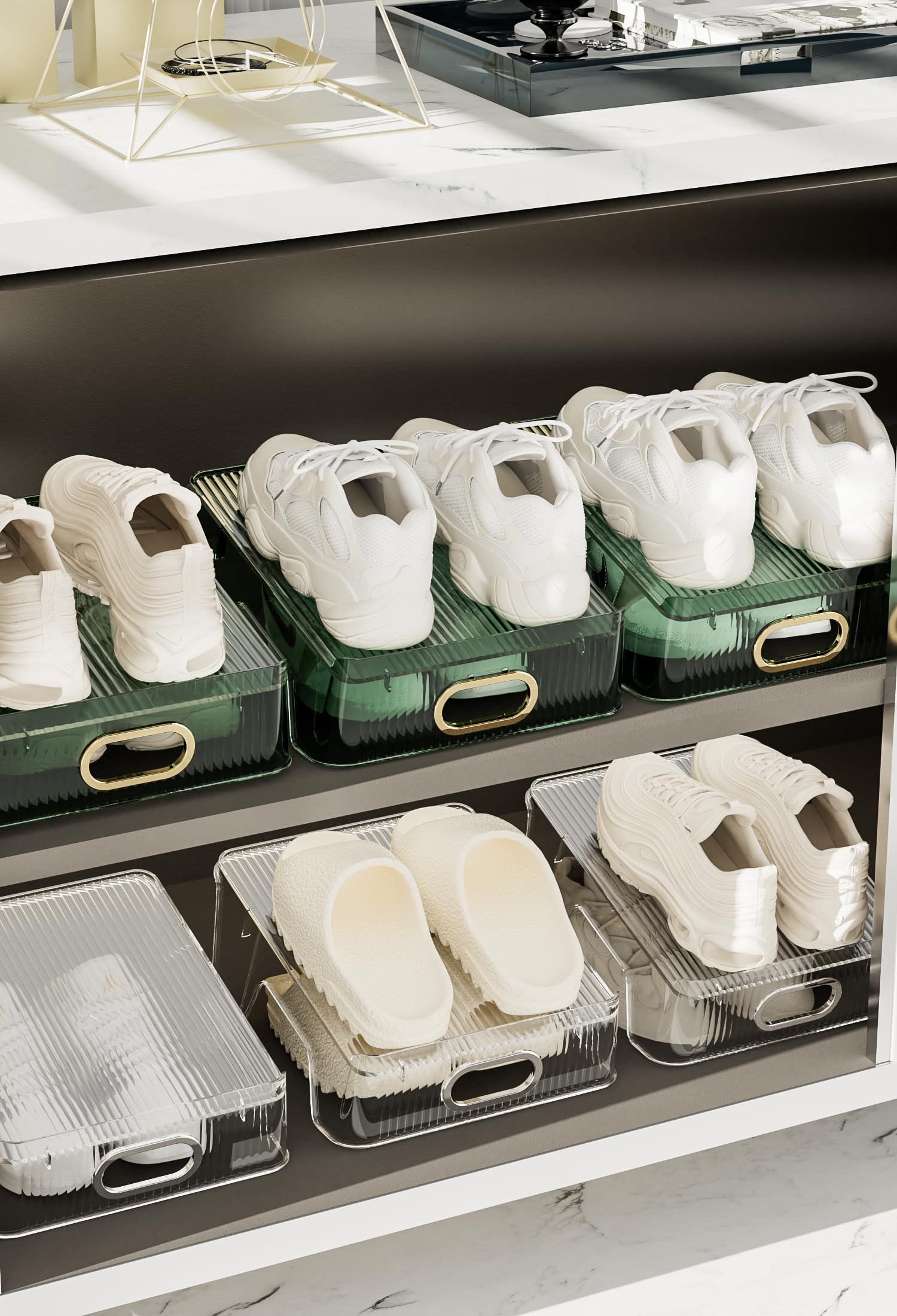 Double Layer Shoe Rack Slots Organizer 25 X 23 X 12.7cm Stacker Space - Saving Transparent Plastic Shoe Holder - Stand Shoe Rack Wardrobe Storage For Cabinet