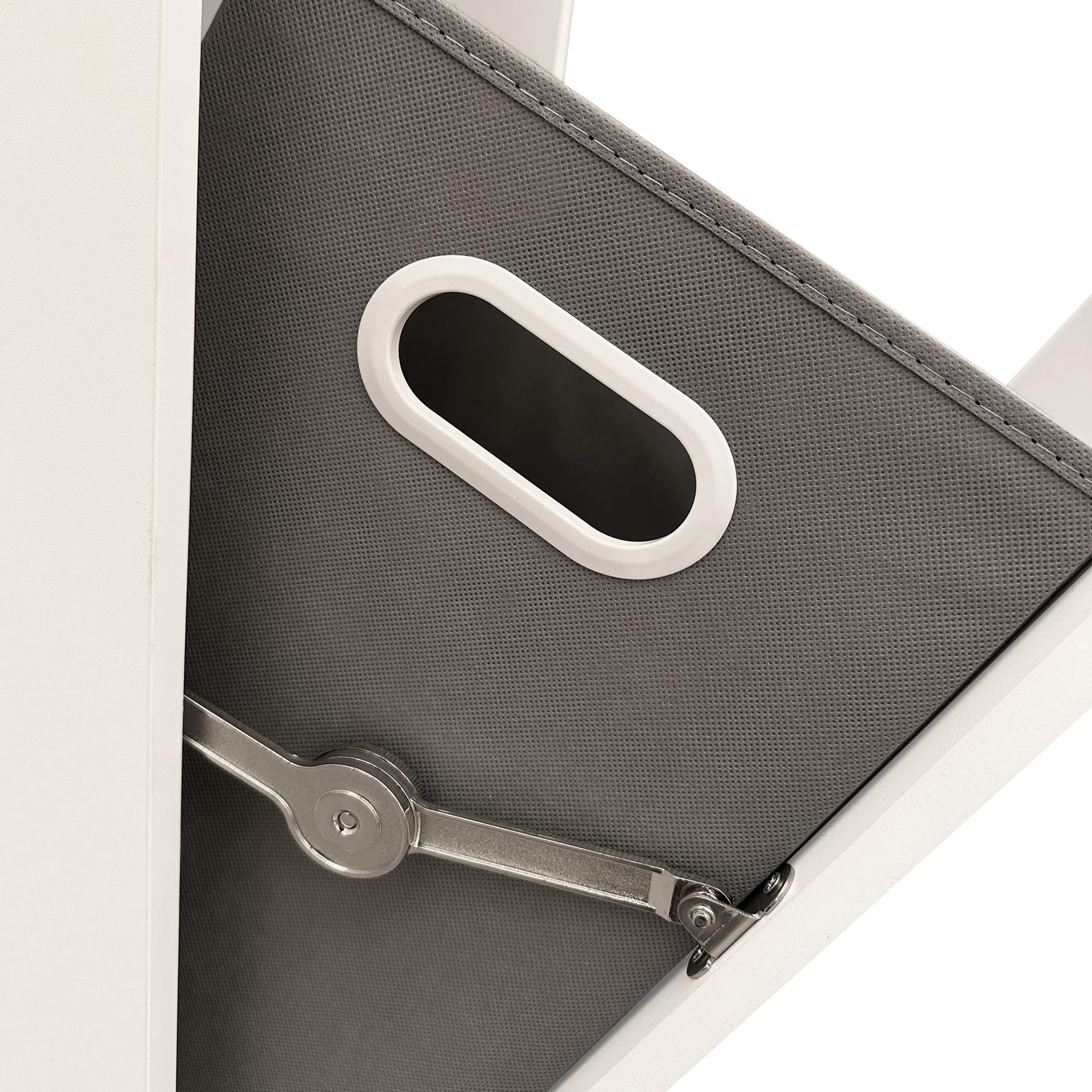 HYGRAD BUILT TO SURVIVE Tall Bathroom Storage Cabinet Cupboard with 2 Laundry Basket – Slim Free Standing Bathroom Unit with Doors & Open Shelves, White 65 * 32 * 170cm