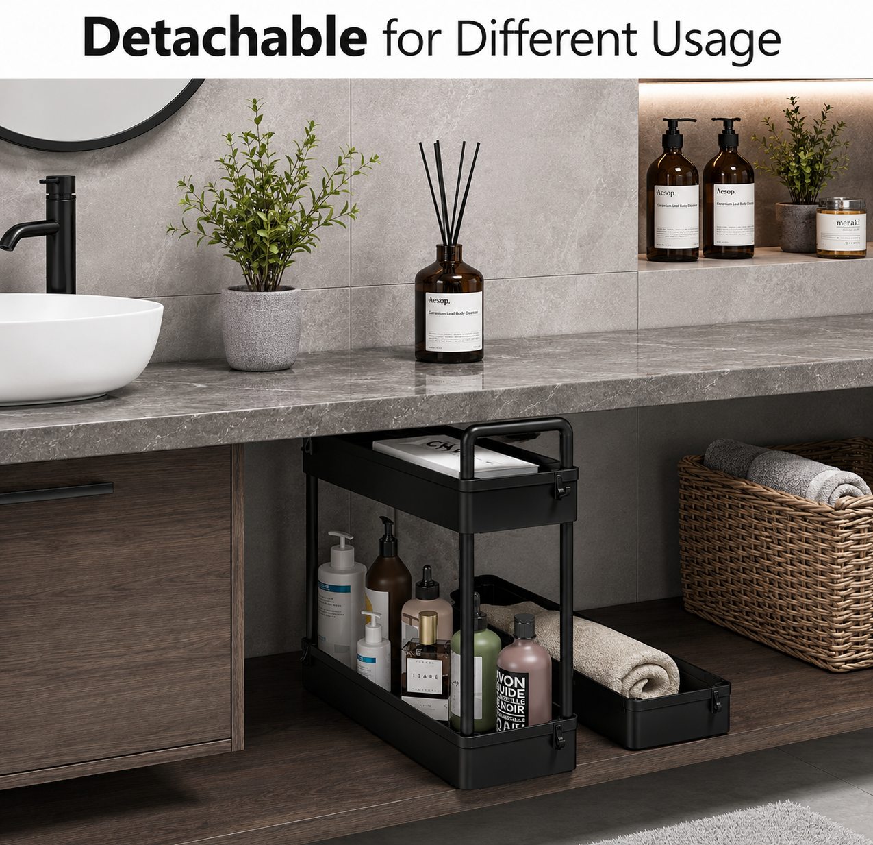 3/4/5 Tier Storage Trolley Cart on Wheels Slim Rolling Slide-Out Slim Utility Cart Storage Shelving Organizer for Kitchen Laundry Narrow Space Rack Space-Saving Bathroom Bedside Trolley