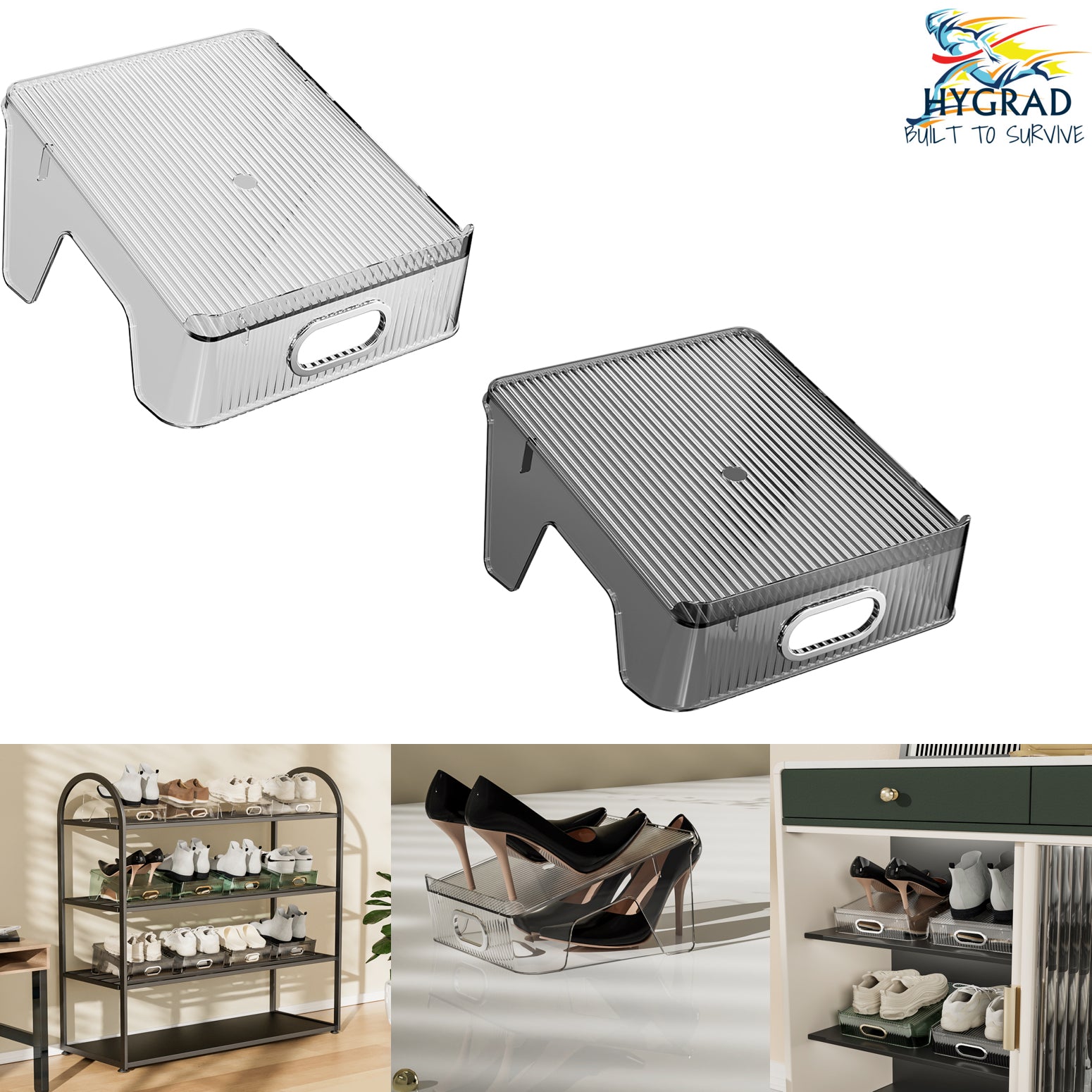 Double Layer Shoe Rack Slots Organizer 25 X 23 X 12.7cm Stacker Space - Saving Transparent Plastic Shoe Holder - Stand Shoe Rack Wardrobe Storage For Cabinet