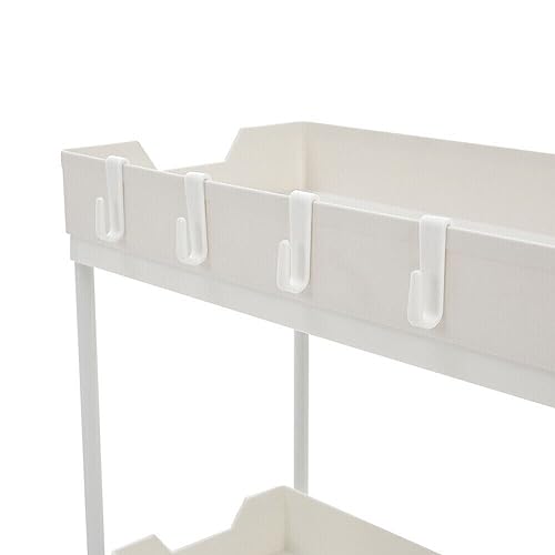2 Tier Undersink Storage Organiser Rack with Slide Out Drawer Multi-Purpose Kitchen Rack Laundry Rack White Space Saving Storage Rack