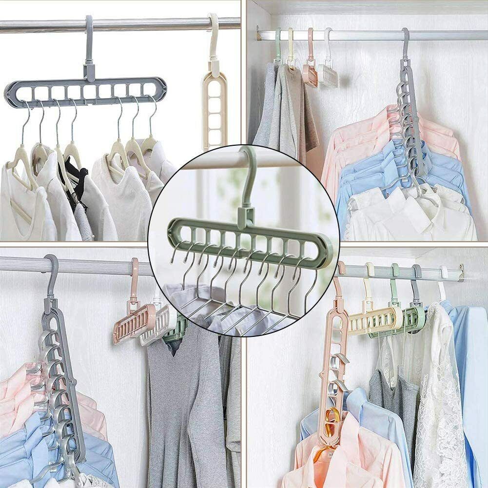 12Pack Space Saving Hanger, Hanger Organizer for Closet 9 Slots Magic Clothes Hangers for Dorm Decor, Multifunctional Sturdy Hangers , Ideal for Heavy
