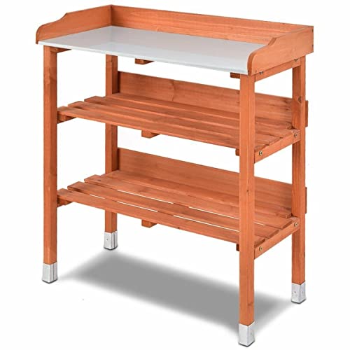 Outdoor Garden Wooden Potting Bench Work Station Table Tool W/Hook Storage Shelf HYGRAD®