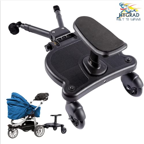 Buggy Stroller Board with Seat Pram Pushchair Stroller Board Pram Accessory Attachment for Kids with Double Clip for Extra Safety